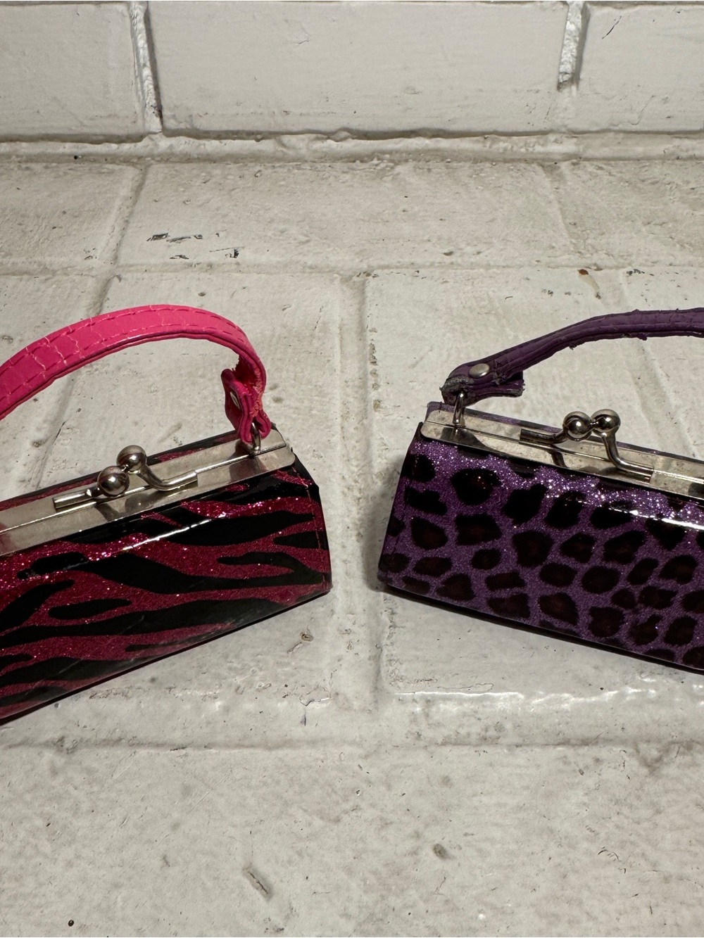 Vintage Y2K Mini Animal Print Kiss Lock Coin Purse Lot Pink/Purple/lipstick